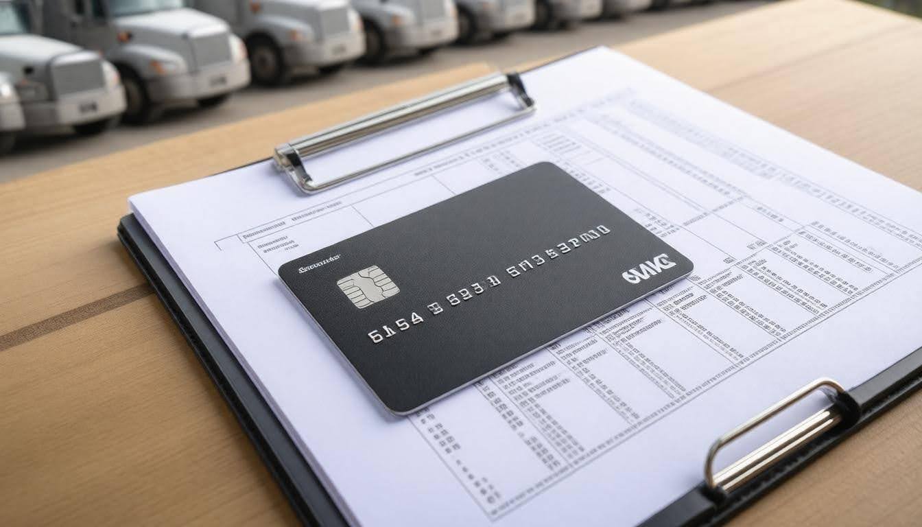 Fleet fuel card program showing business savings, purchase controls, fuel discounts, rebate offers, vehicle tracking, and driver expense management with app-based tools, network access to gas and diesel stations, customer service, and fraud protection for businesses of any size and industry including trucking, logistics, and construction.